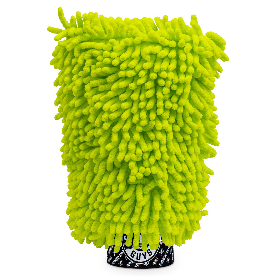 MIC493 Chenille Premium Scratch-Free Microfiber Wash Mitt, Lime Green, 9.6 x 2.3 x 7