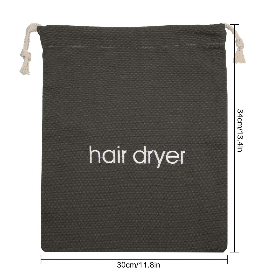 Hair Dryer Bags Cotton Drawstring Bag Container Hairdryer Bag, 11.8 by 13.8 Inch (Dark Gray)
