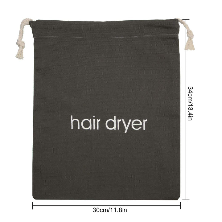 Hair Dryer Bags Cotton Drawstring Bag Container Hairdryer Bag, 11.8 by 13.8 Inch (Dark Gray)