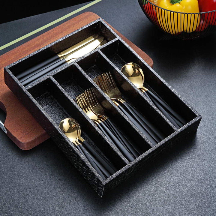 Berglander Drawer Organizers, Black Leather Wood Kitche