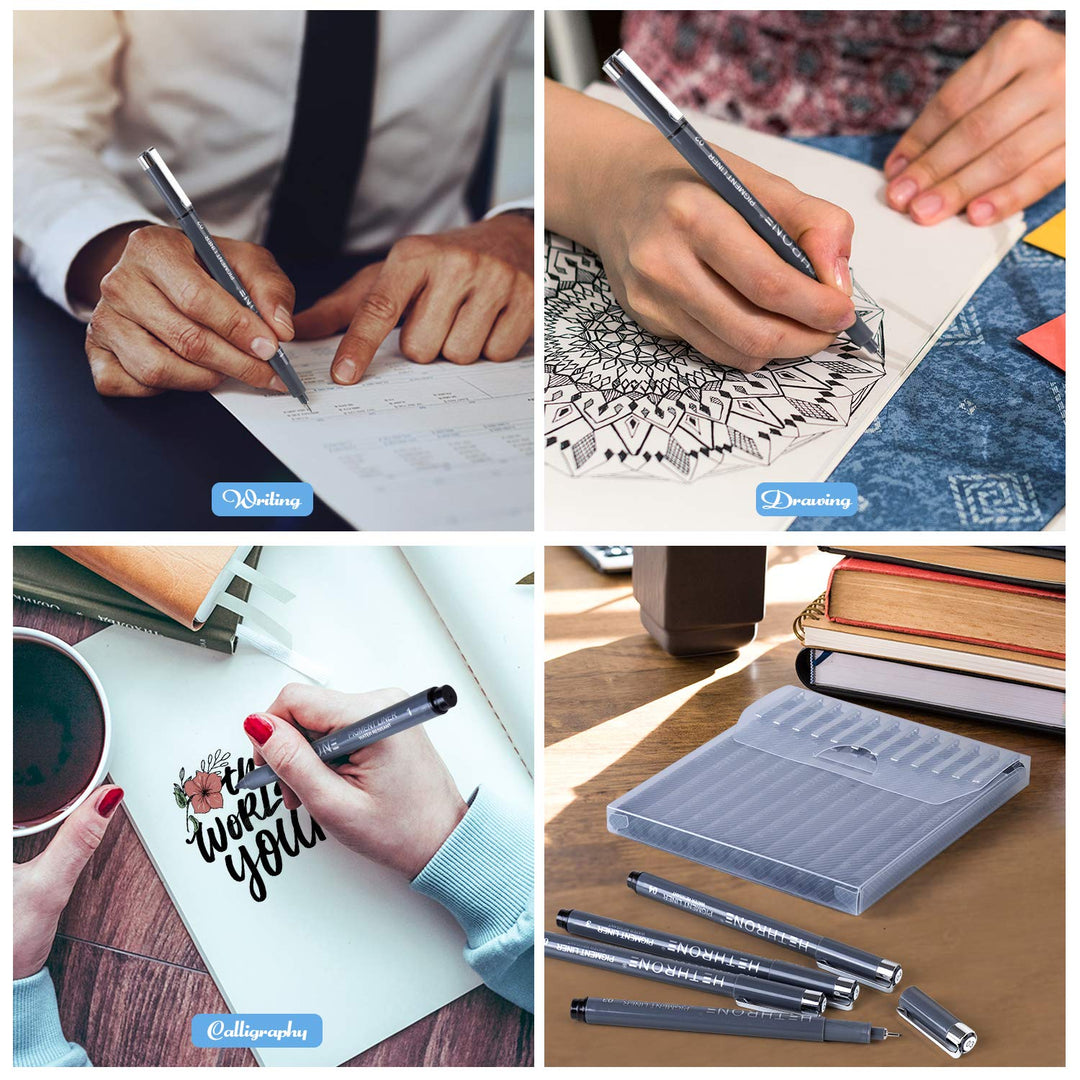 Calligraphy Pens Drawing Pens and Black Calligraphy Set for Beginners Writing, Signature, Illustration Design and Drawing (12 Size)