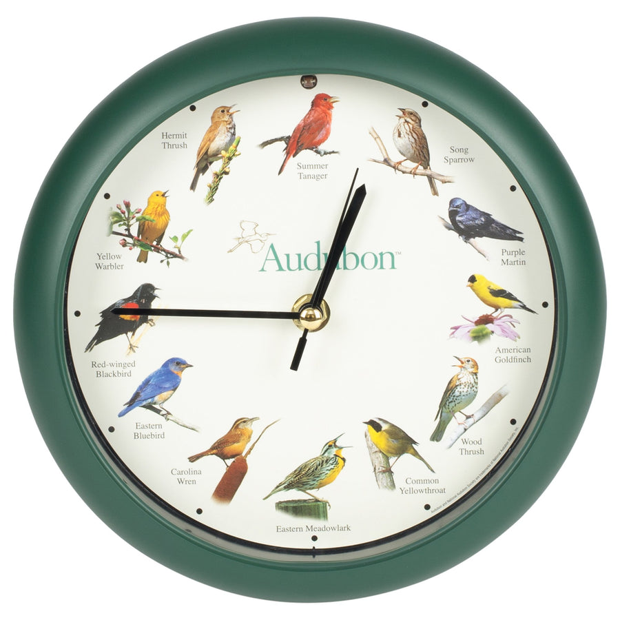 Audubon Singing Bird Wall/Desk Clock, 8 Inch
