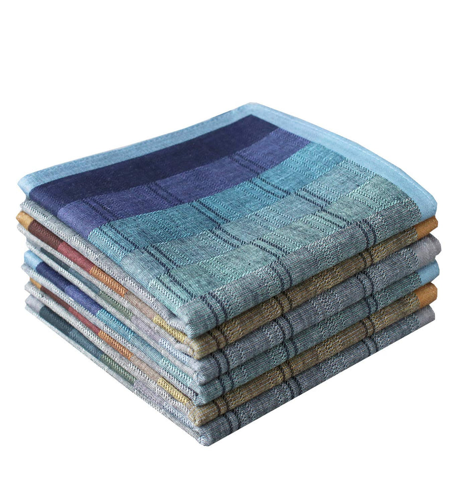 Mens Luxury 100% Cotton Handkerchiefs Plaid 3PCS