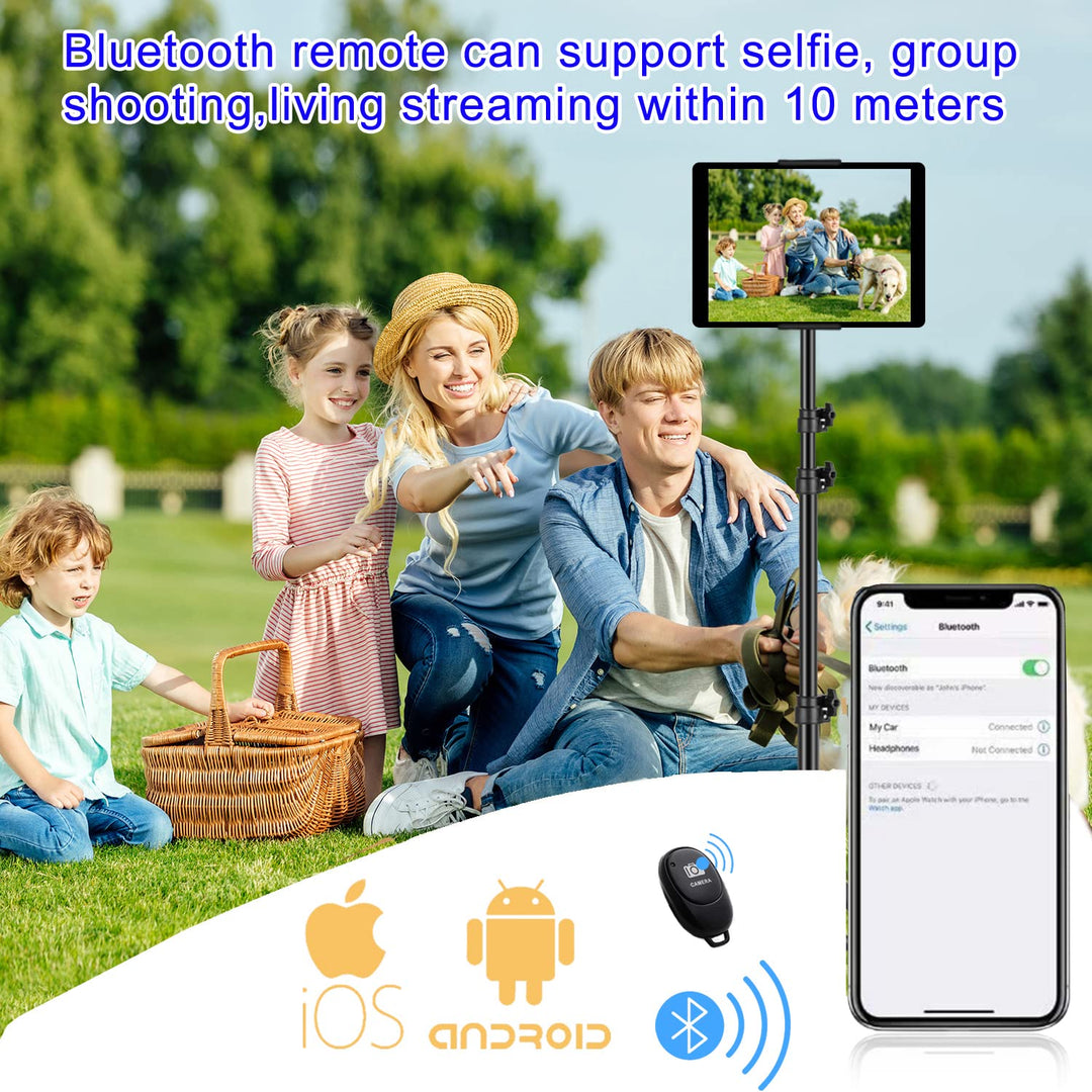 Tripod Floor Stand, with 65 inch Height Adjustable Stand Holder &amp; 360° Rotating iPad Tripod Mount for iPad Pro, iPhone, Kindle, and All 4.5-12.9 Inch Tablets