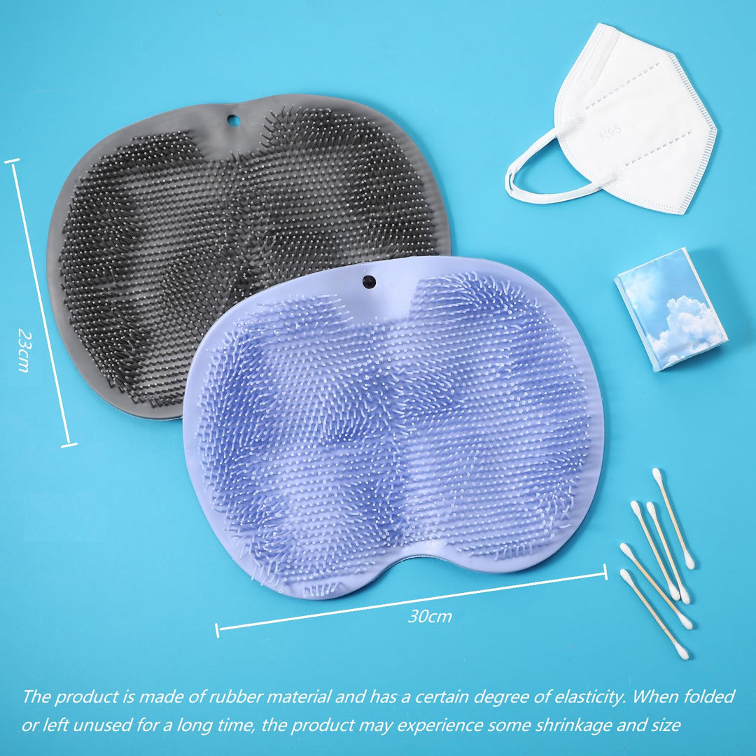 2 Pieces Shower Foot Scrubber Mat Silicone Bath Massage