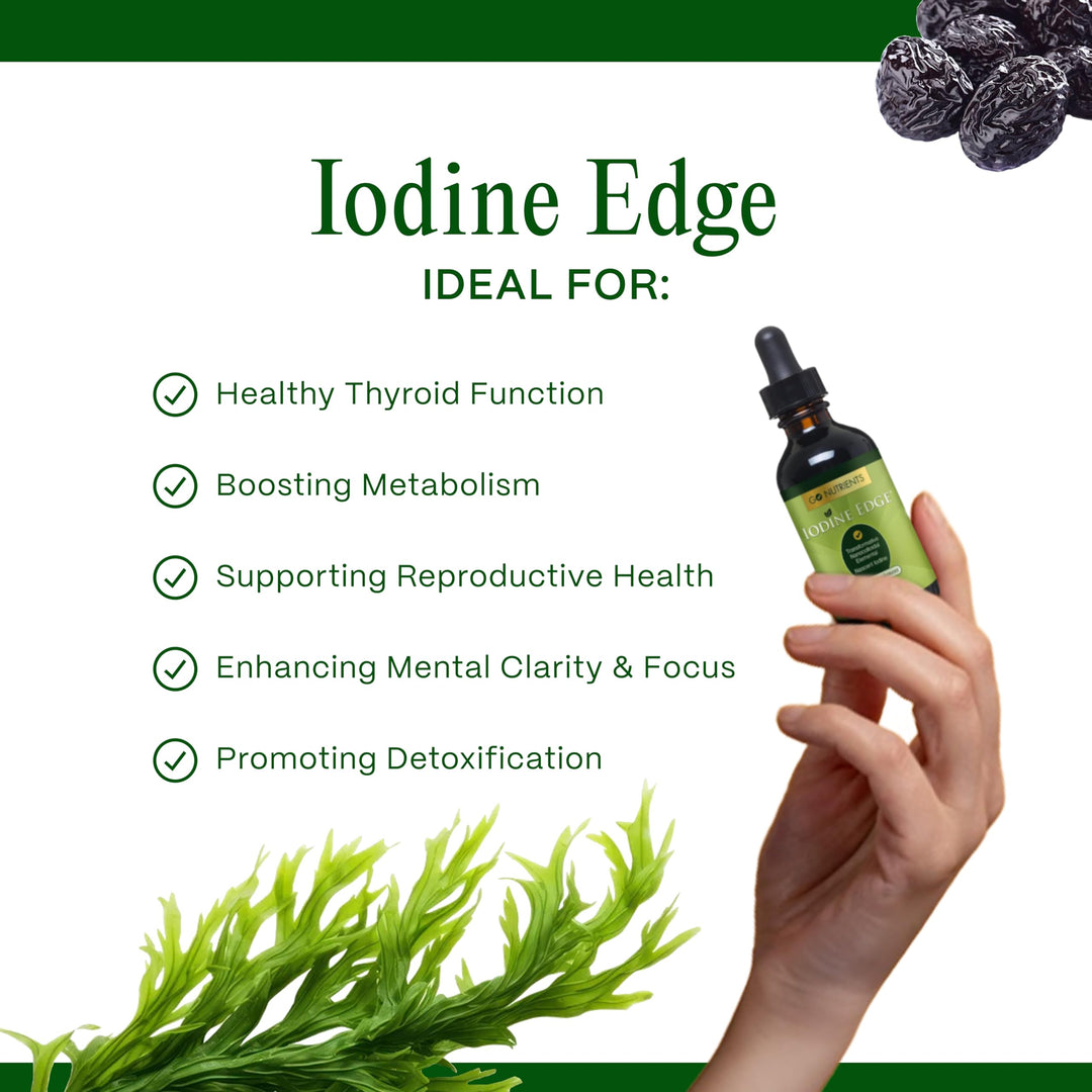 Iodine Edge – Organic Nascent Iodine Liquid Supplement for Thyroid Support, Energy, Immune &amp; Cognitive Health – High Absorption Drops - Natural Tincture for Women &amp; Men – 1 oz
