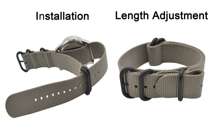 Watch Band with Ballistic Nylon Material Strap and High-End Black Buckle (Matte Finish Buckle) (23mm, Grey)