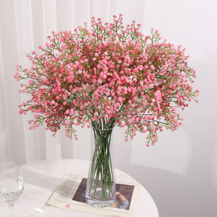 15 PCS Babys Breath Artificial Flowers Fake Babys Breath Flowers Artificial Bulk Pink Gypsophila Bouquets Real Touch Faux Flowers for Wedding Floral Arrangement Party Home Decoration