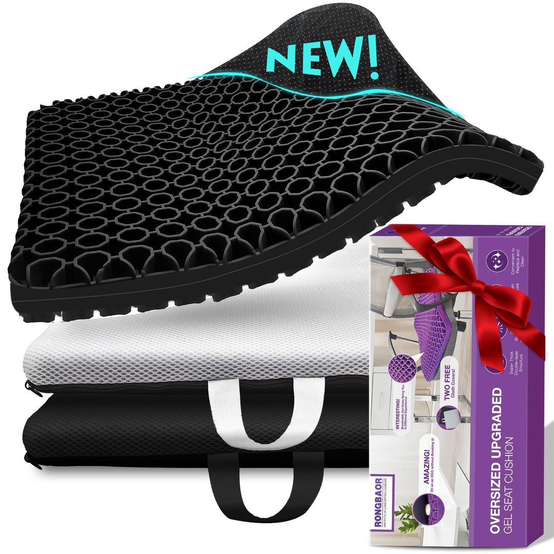 Extra-Large Gel Seat Cushion, Breathable Honeycomb Design Pain Relief Egg Seat Cushion - Home Office Chair Cars Wheelchair