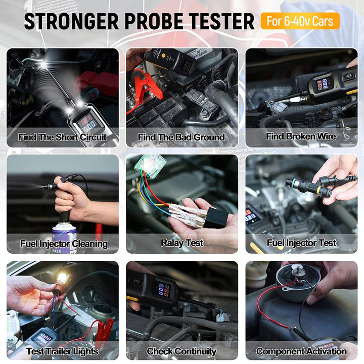 Power Circuit Probe Tester - DC 6V to 40V Auto Electrical System Tester, Open Short Finder, Relay Tester Automotive Kit-Probador De Relay Automotriz