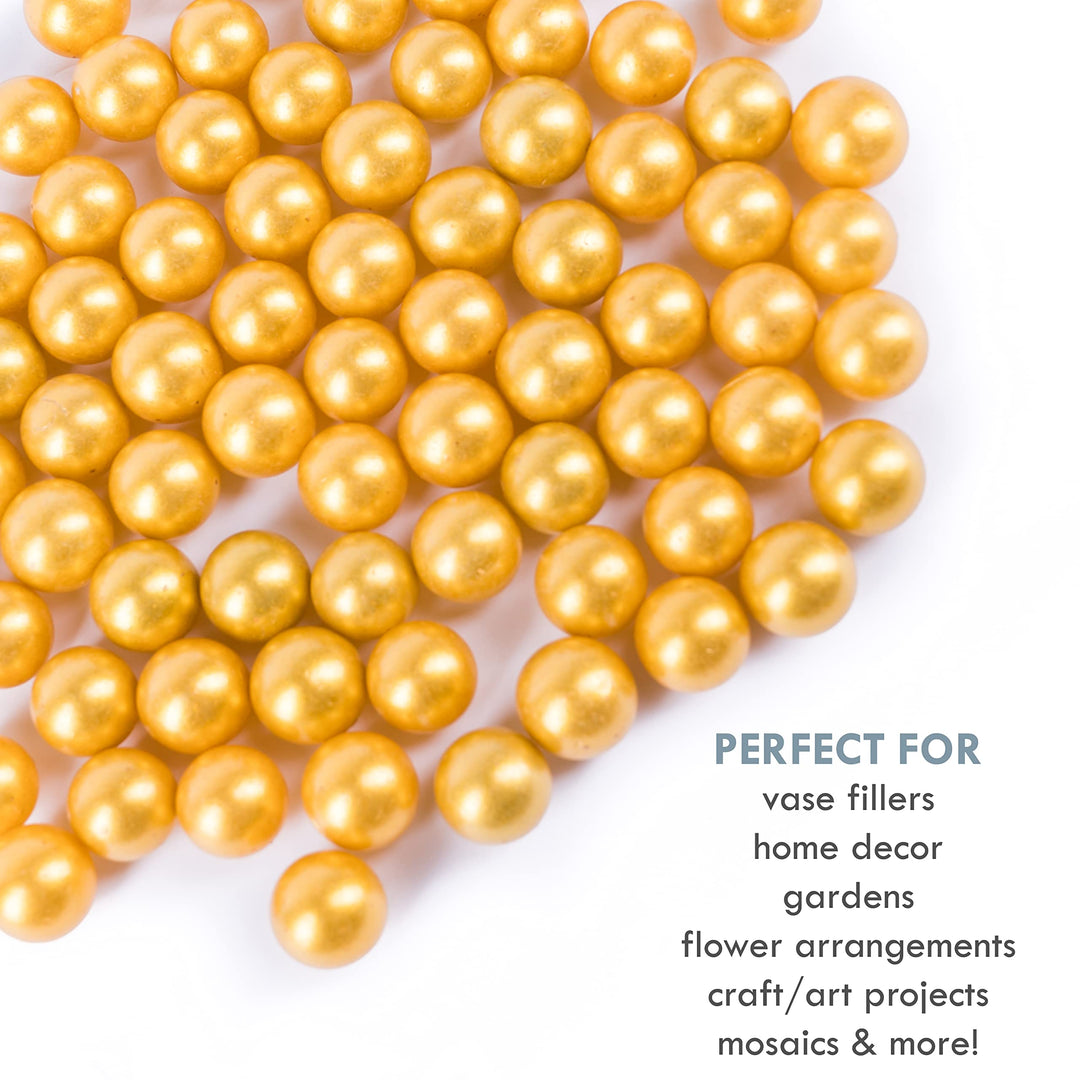 Gold Marbles for Vases | Glass Marbles Bulk Vase Fillers | Glass Beads for Vases, Round Marble 1lb, (Approx. 80 pcs)