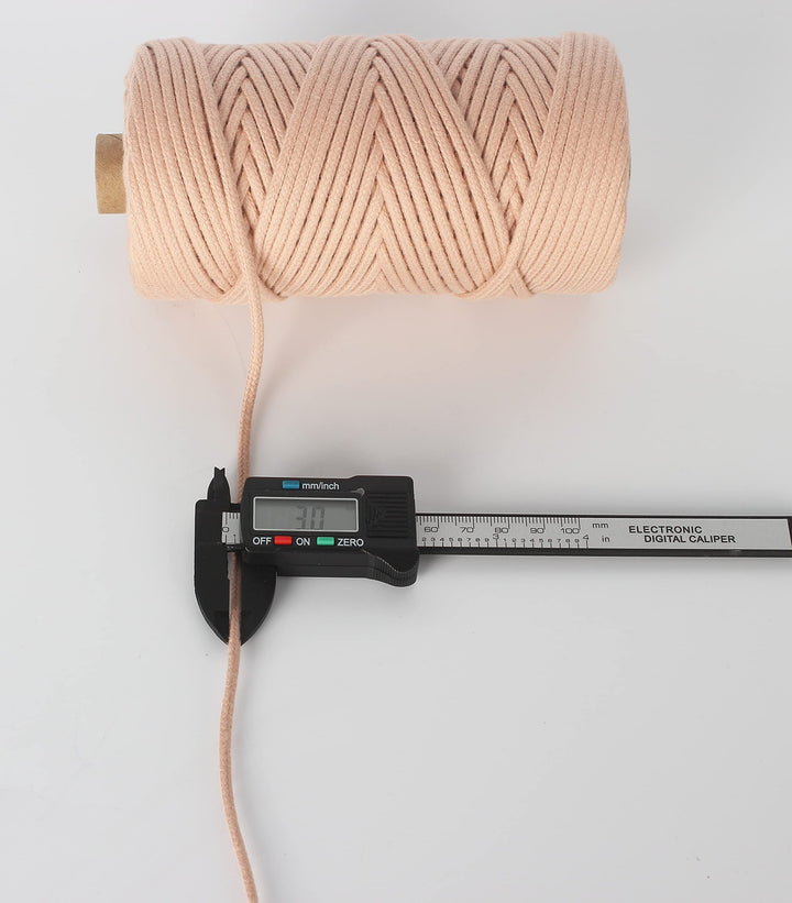 Braided Cotton Cord 3mm×109 Yards Natural Macrame Cotto
