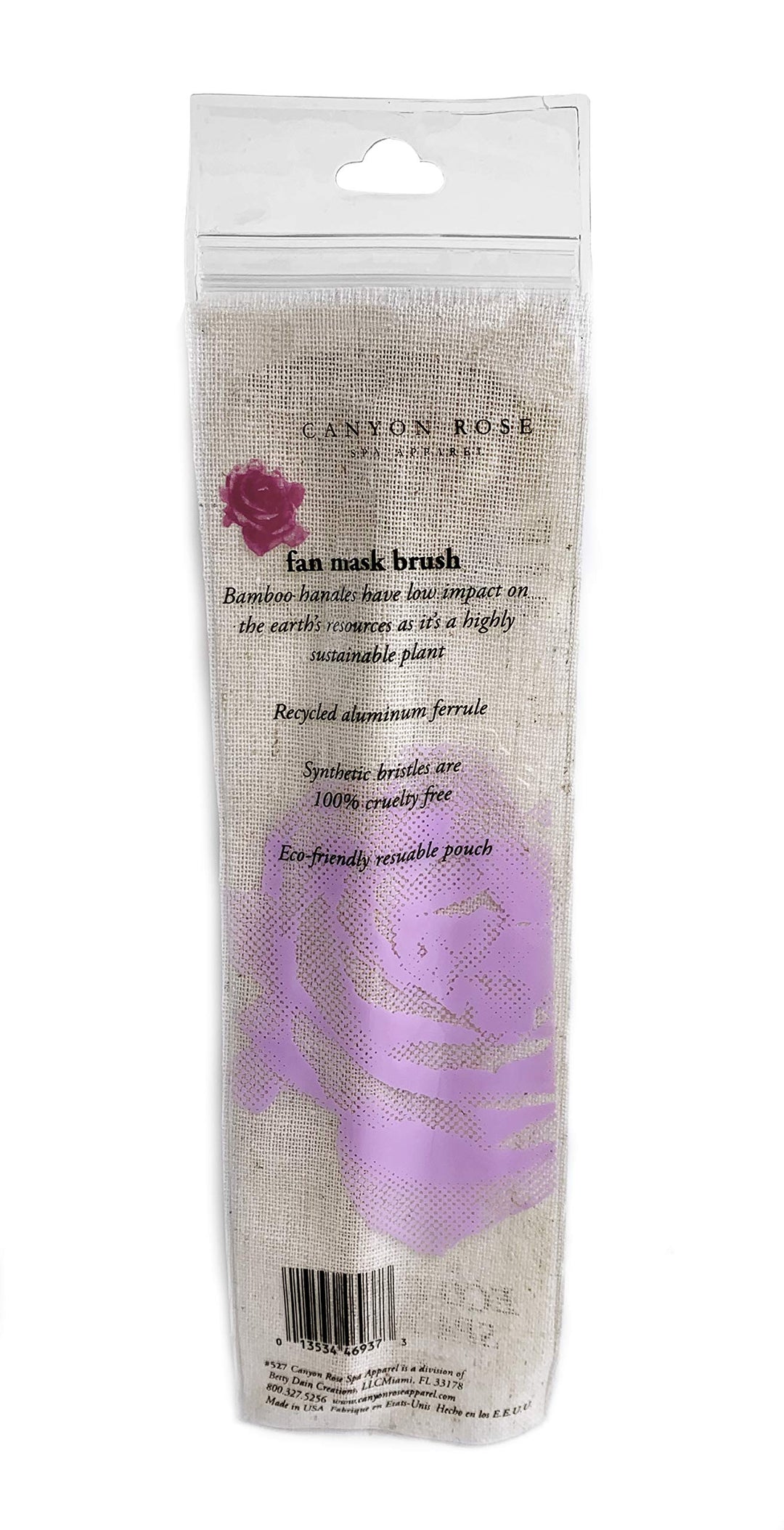 Eco Designs Spa Tools Fan Mask Brush, Apply Facial Masks and Makeup, Bamboo Handles, Highly Sustainable, Recycled Aluminum, Synthetic Bristles 100% Animal Cruelty Free, Reusable Pouch