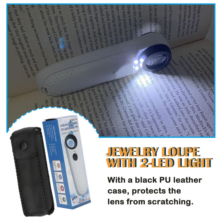 40X Handheld Magnifier High Power Hand Held Illuminated Magnifying Glass Jeweler Eye Jewelry Loupe Leather Case for Reading Maps Jewelry Watch Repair Tool