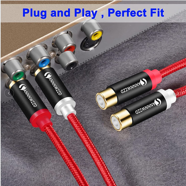 ANNNWZZD 2 RCA Extension Cable, 2 RCA Male to 2 RCA Fem