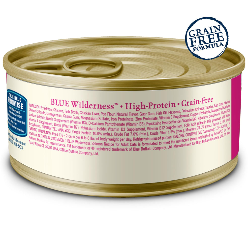 Wilderness Natural High-Protein Grain-Free Wet Food for Adult Cats, Salmon Paté, 3-oz. Cans, 24 Count