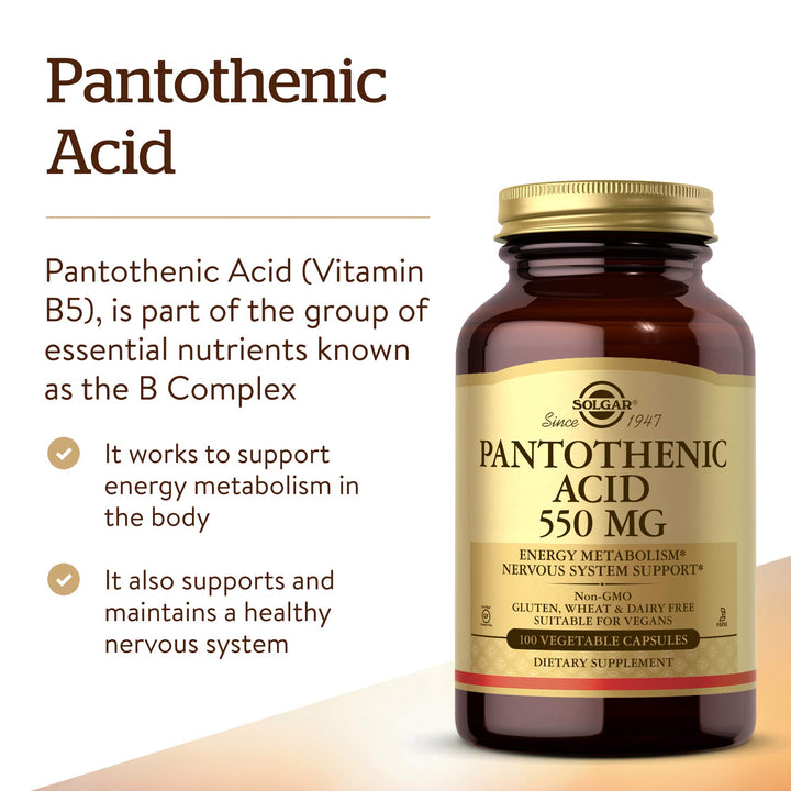 Solgar Pantothenic Acid 550 mg Vegetable Capsules Vitam