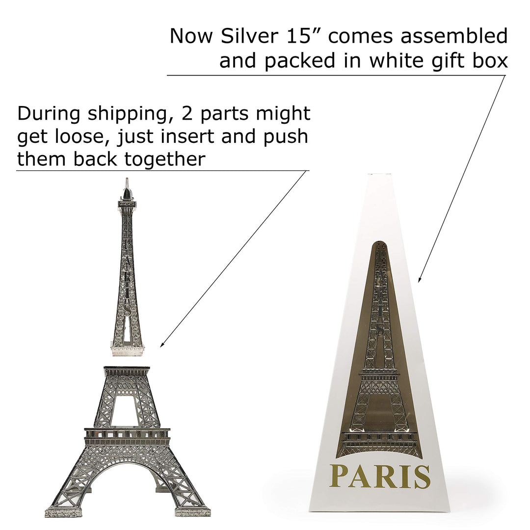 15 Eiffel Tower Statue Decor Alloy Metal, Silver