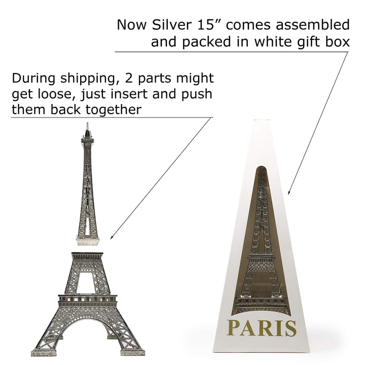 15 Eiffel Tower Statue Decor Alloy Metal, Silver
