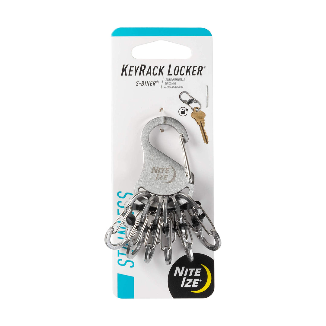 KeyRack Locker Steel S-Biner - Heavy-Duty Carabiner Clip for Keys - Small S-Biner MicroLocks for Key Holders - Stainless Steel Keychain Accessories &amp; Organizers