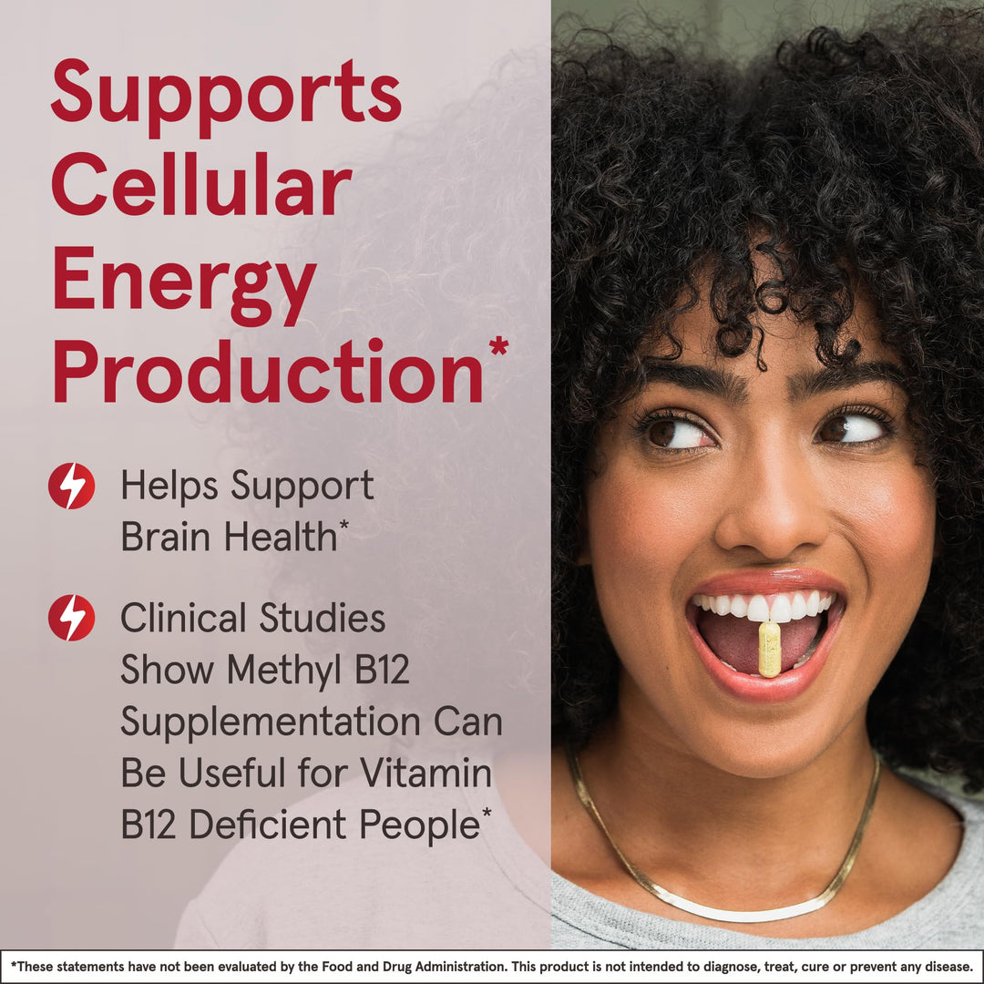 Vitamin B12 5000 mcg - Maximum Strength for Cellular Energy and Brain Health, 60 Cherry Chewable Tablets, B12 Vitamins 5000 mcg