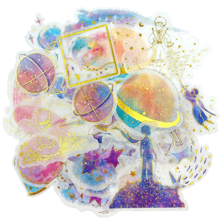 Decorative Scrapbooking Washi Stickers, DIY Crafts for Stationery, Diary, Card Making (60 pcs), Gold Foil 1 (Celestial)