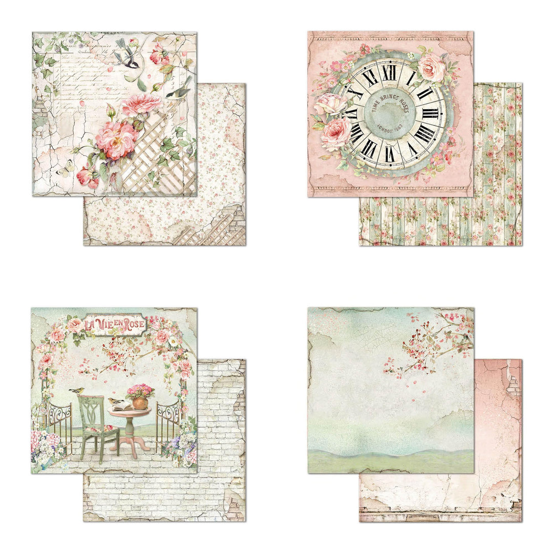 STAMPERIA INTERNATIONAL, KFT Scrapbooks Paper Pad 8X8 10PK HOUSE ROSE, 20.3 x 20.3 (8&#39;&#39; x 8&#39;&#39;), Multicoloured