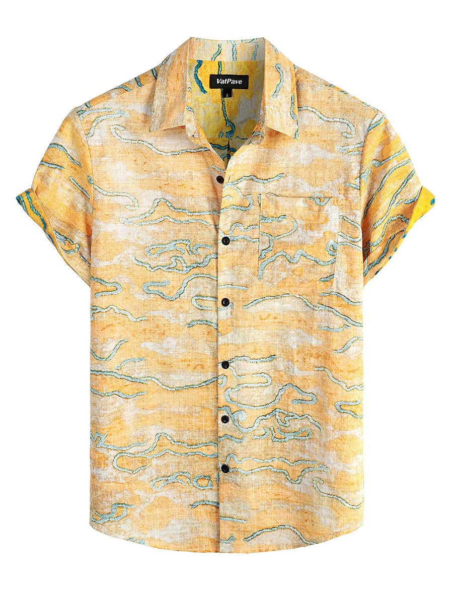 VATPAVE Mens Front Pocket Hawaiian Shirts Casual Floral