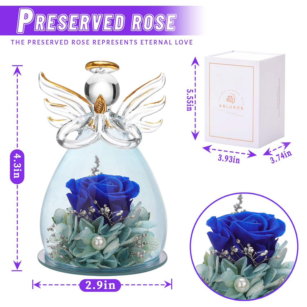 Preserved Flowers Real Rose Gifts for Sisters Angels Figurines Mothers Day Flowers Birthday Gifts Grandma Gifts Christian Gifts Thank You Gifts Loss of a Mother Sympathy Gifts