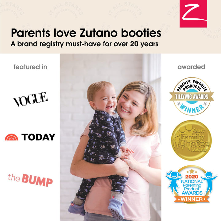 Unisex Organic Cotton Baby Booties With Gripper Soles, Gray Heather, 18M