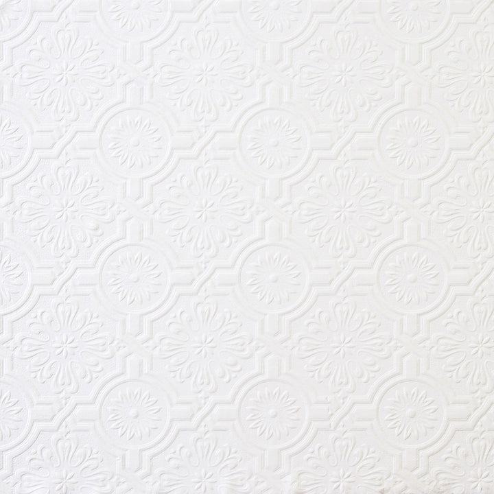 148-32817 Victorian Tin Ceiling Paintable Wallpaper, White