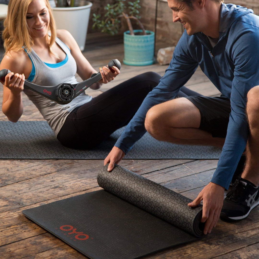 Performance Exercise Mat/Yoga Mat (PVC, Reversible, Two-Tone Grey/Black, Non-Slip, 6mm / 1/4 Inch Thick)
