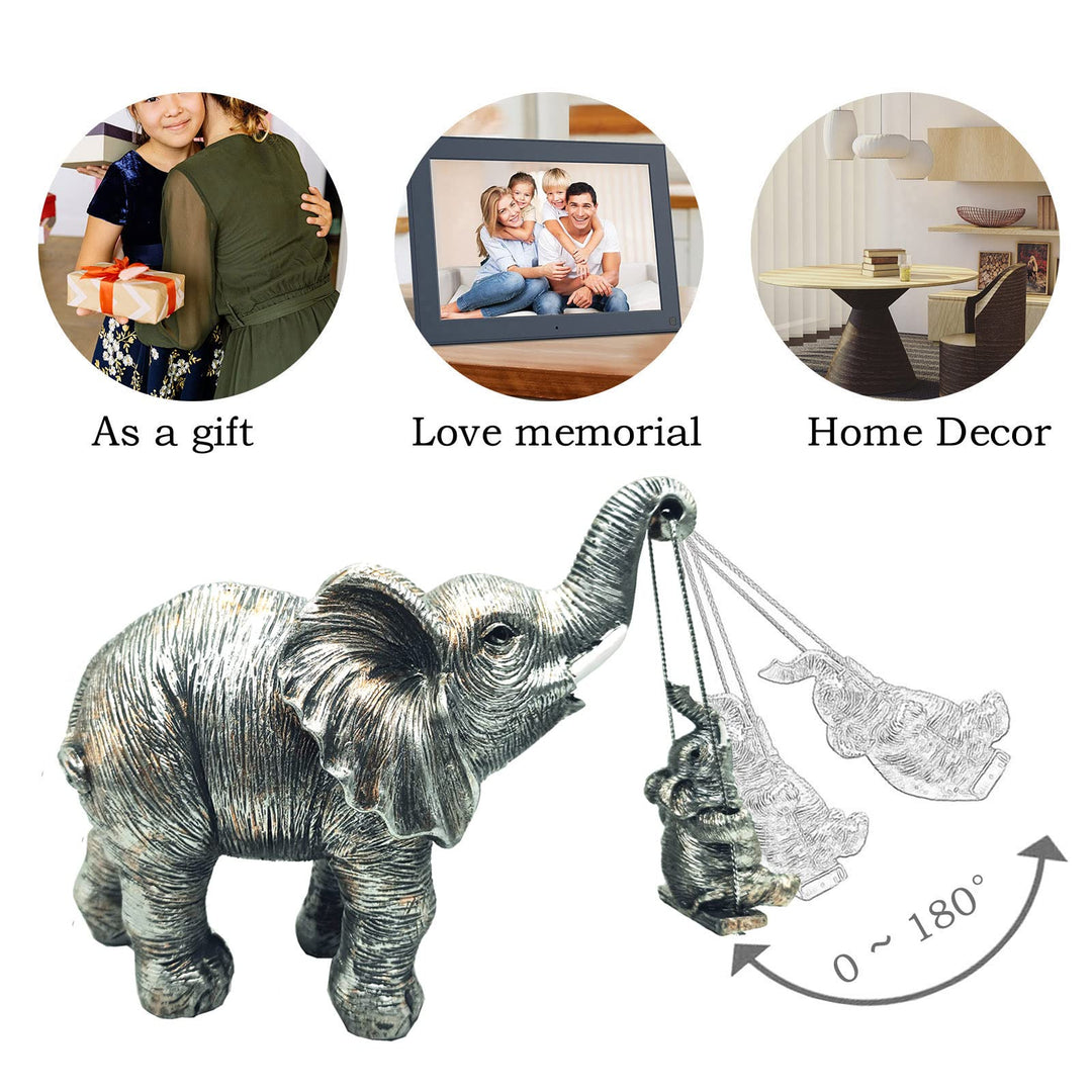 Elephant Decor, Elephant Statue Gifts for Mom&amp;Women, White Elephant Figurines Decorations, Elephant Sculpture for Living Room Table, Bookshelf, TV Stand, Shelf Decor, Silver(Ornaments)