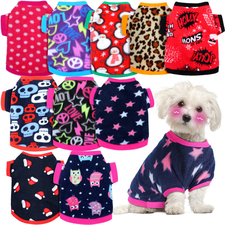 10 Pieces Dog Sweaters for Small Dog Cat Winter Fleece Sweater Puppy Warm Fleece Sweater Dog Sweatshirt for Small Pets Dog Cat Chihuahua Yorkshire Poodle