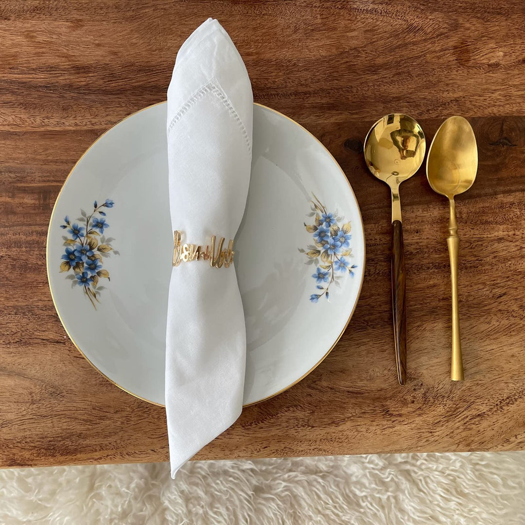 Napkin Rings- 6 Pcs Bismillah Letter Metal Napkin Ring 