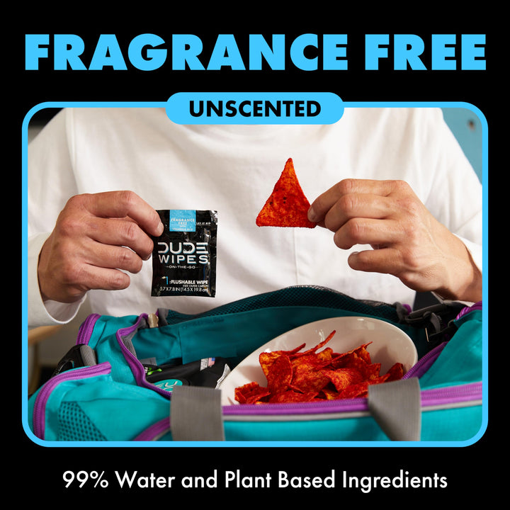 DUDE Wipes Flushable Single Wipes for Travel, Unscented