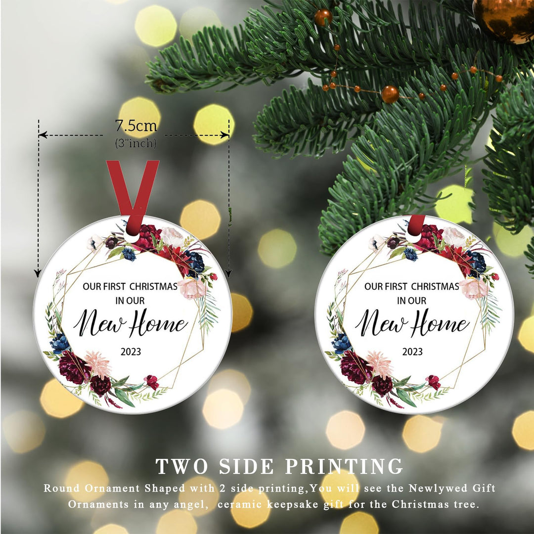 Housewarming Gifts for New Home, New Home Ornaments 2023, New Home Gift Ideas, Couple Married Wedding Decoration 3 Ornament, Housewarming Gifts (Red-New Home 2023)