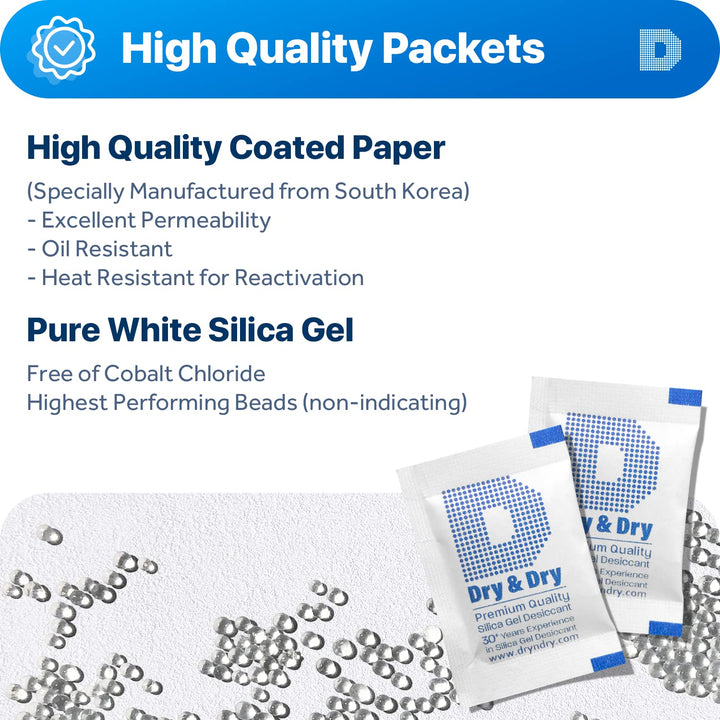 Dry &amp; Dry 2 Gram [100 Packets] Silica Gel Packets Desiccants, Silica Packets - Rechargeable Silica Gel Packs, Silica Gel Packets, Desiccants Packets, Silica Gel