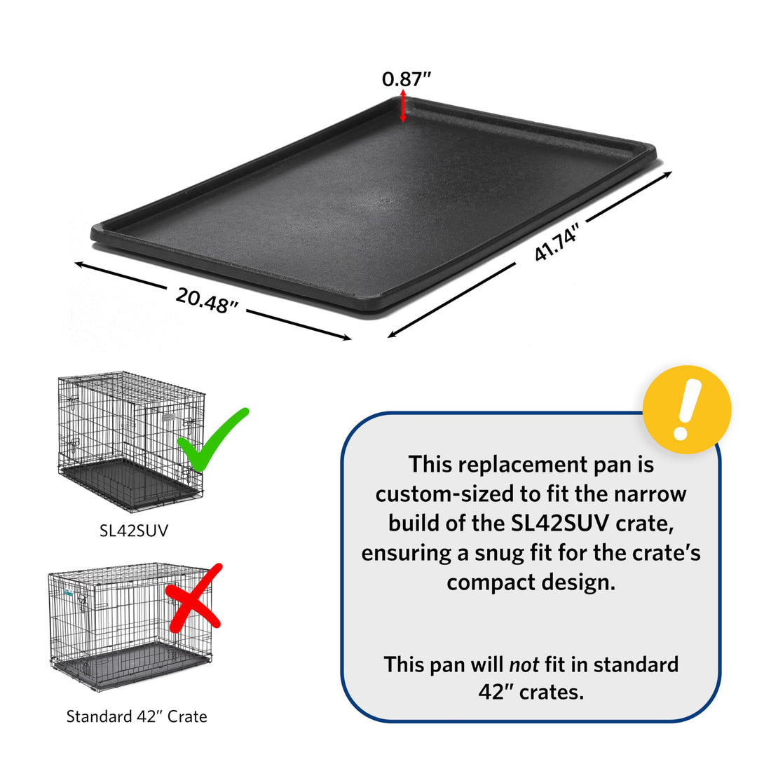 Replacement Pan 42 Inch Long Midwest SUV Dog Crate; 41.34L x 20.48W x 1.19H Inches; 24PAN; Black