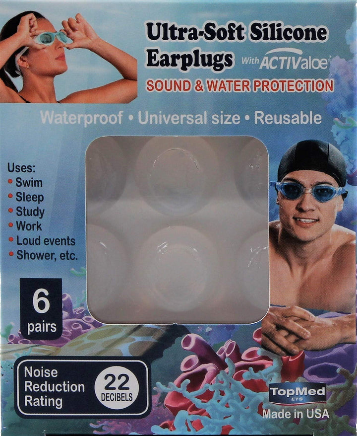 Top Med Soft Silicone Earplugs Value Pack, 6 Pairs Moldable Silicone Putty Ear Plugs for Sleeping, Snoring, Swimming, Travel
