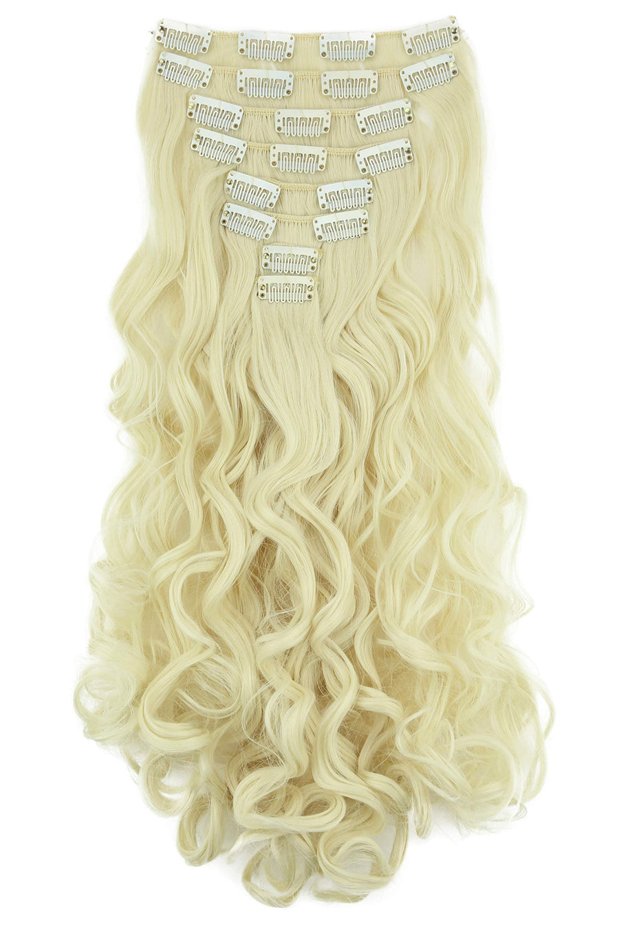 Platinum blond # 88 CE8-1 : PRETTYSHOP XXL Full Head Set 7 pcs 24 Clip In Hair Extensions Hairpiece Wavy Heat-Resisting Platinum blond # 88 CE8-1