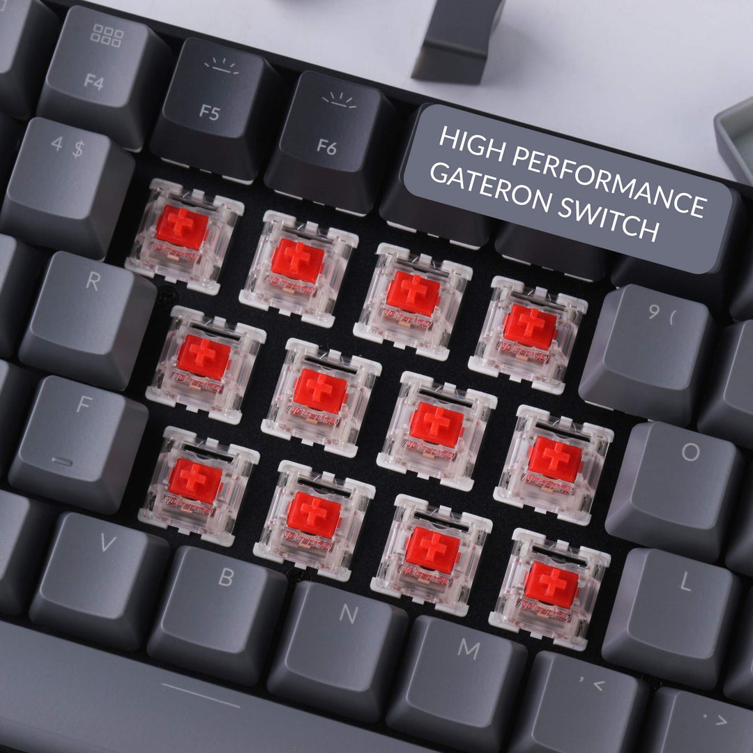K4 96% Layout 100 Keys Wireless Bluetooth 5.1/Wired USB Mechanical Gaming Keyboard with Gateron G Pro Red Switch RGB Backlight N-Key Rollover for Mac Windows PC-Version 2