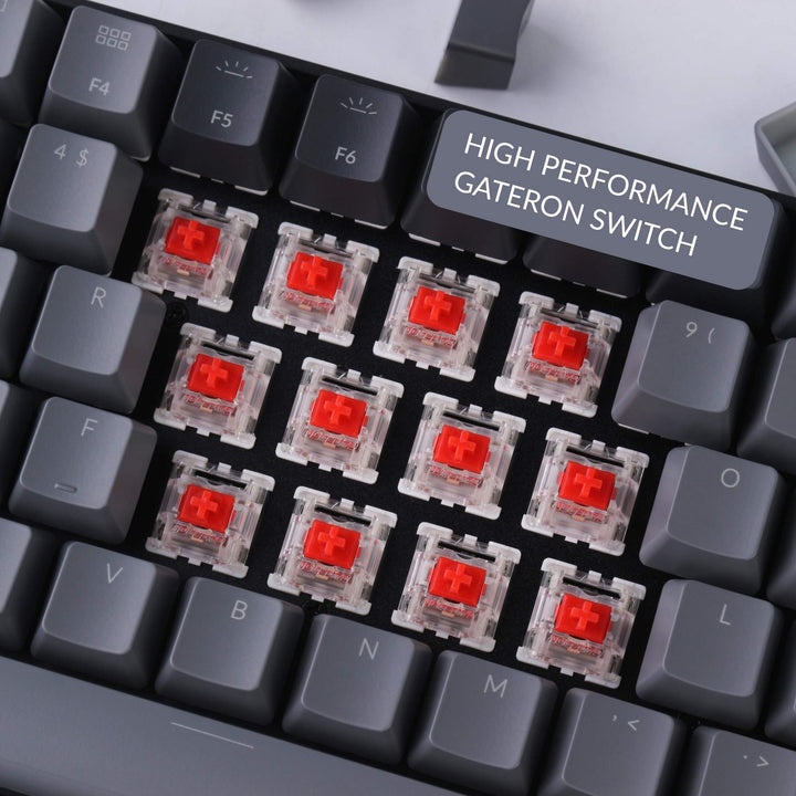 K4 96% Layout 100 Keys Wireless Bluetooth 5.1/Wired USB Mechanical Gaming Keyboard with Gateron G Pro Red Switch RGB Backlight N-Key Rollover for Mac Windows PC-Version 2