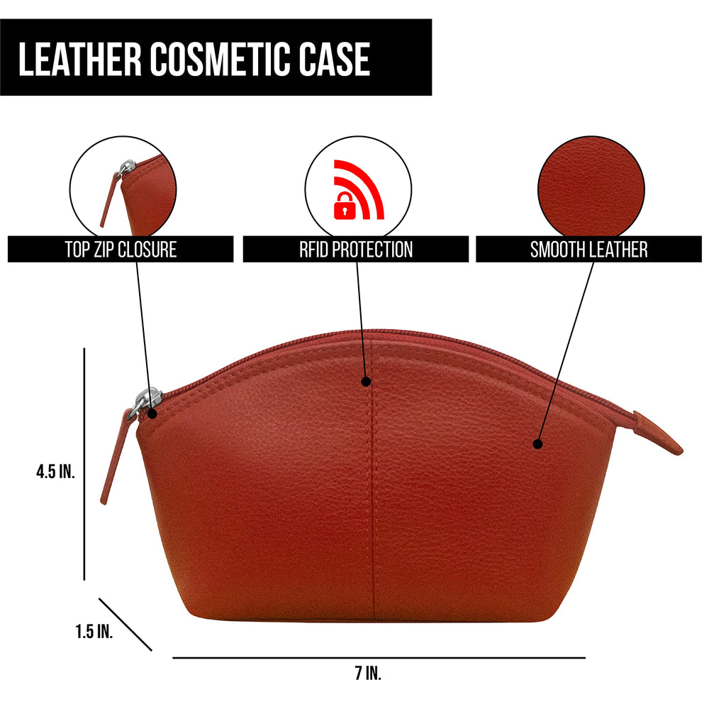 Leather Cosmetic Make-up Case (Red)