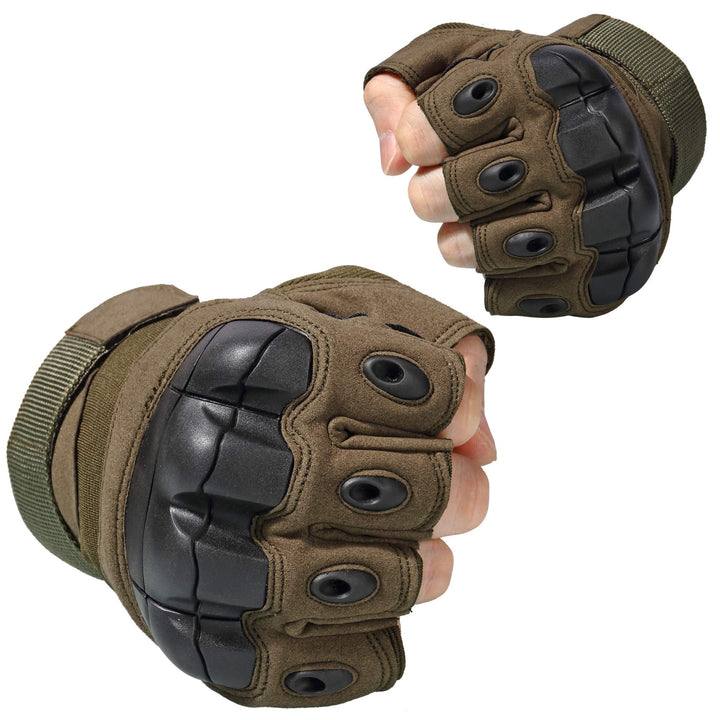 Tactical Gloves Fingerless Half Finger Gloves for Driving Paintball Airsoft Riding Motorcycle Motorbike Hunting Cycling Work Men Women Size X-Large Green
