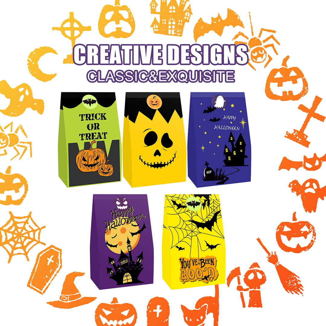 Halloween Treats Bags - 50 PCs Halloween Paper Bags for