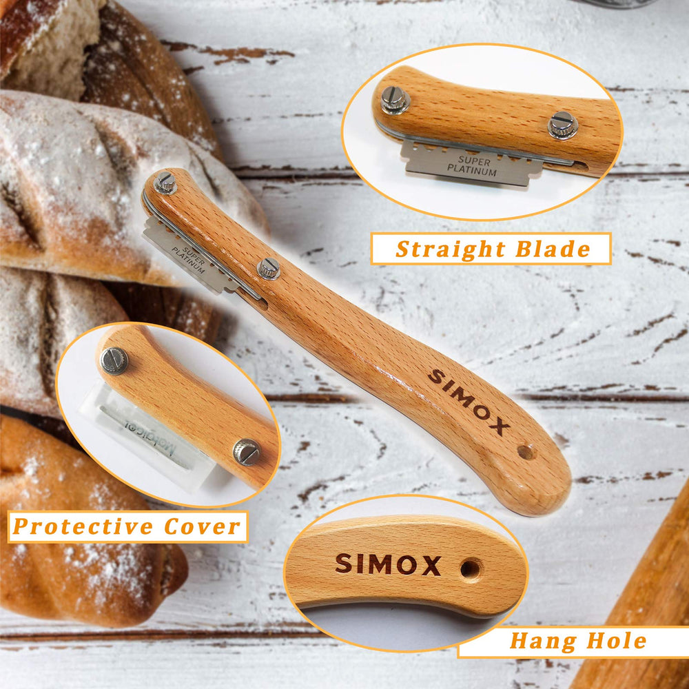 Premium Bread Lame, Bread Scorer Blade with Crafted Wooden Handle & 10 Blades, Bread Scoring Tool/Bread Lame with Protective Cover