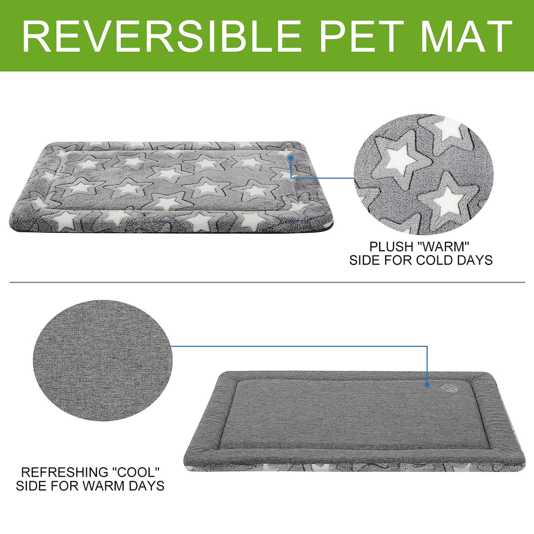 Dog Bed Mat Dog Crate Pad Reversible (Cool &amp; Warm), Machine Washable Dog Crate Mat, Kennel Pad for Dog Sleeping Mattress for Large Medium Small Dogs, Grey