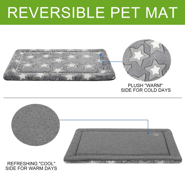 Dog Bed Mat Dog Crate Pad Reversible (Cool &amp; Warm), Machine Washable Dog Crate Mat, Kennel Pad for Dog Sleeping Mattress for Large Medium Small Dogs, Grey