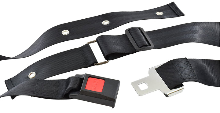 Secure Quick Release Wheelchair Seat Belt with Auto Style Buckle Closure - Adjustable 42-62 - One Year Warranty